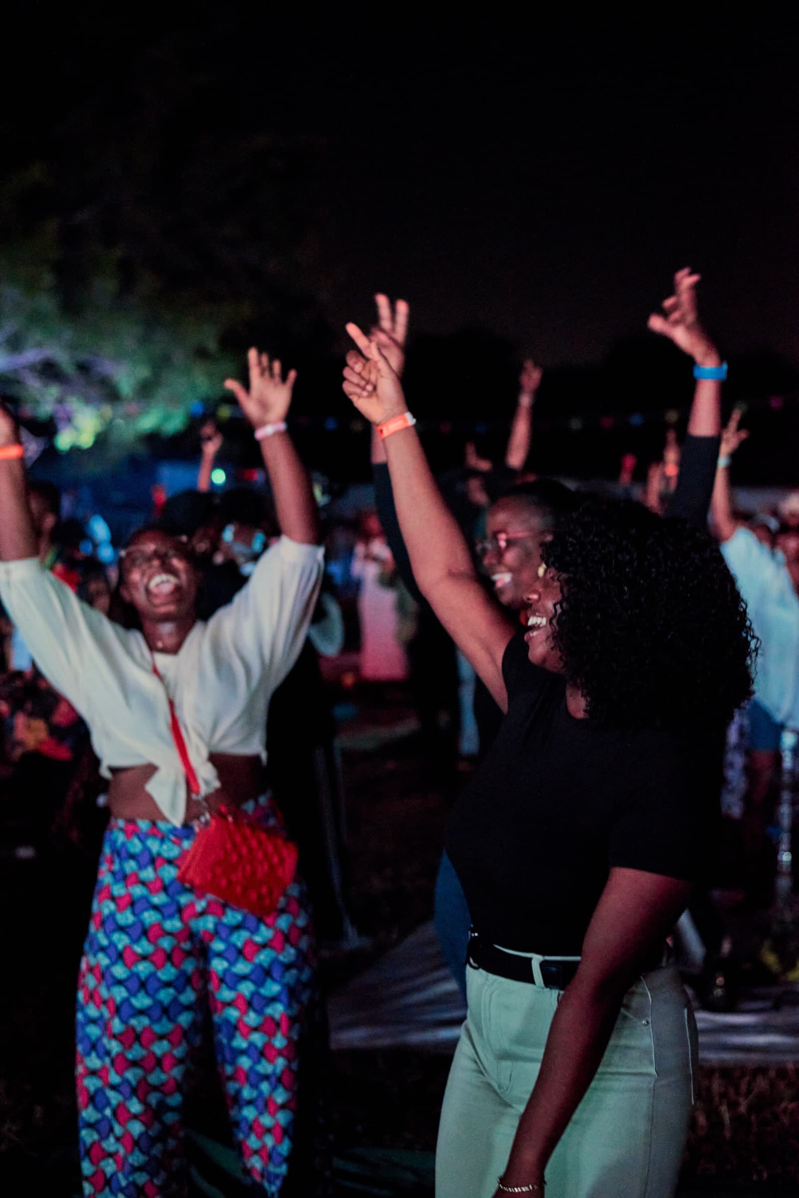 Crowd dancing at night